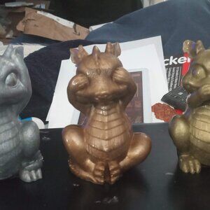 Handmade Silver Bronze and Gold Hear No Evil See No Evil Speak No Evil Dragons